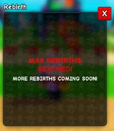 Maximum rebirth achievement showing completed progression