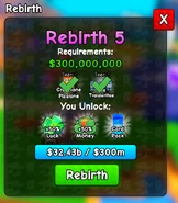 Rebirth 5 requirements: $300,000,000 and elite Brainrots