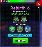 Rebirth 6 requirements: $300,000,000 and ultimate Brainrots